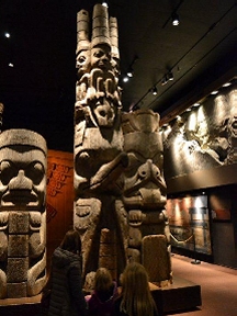First Nations statues in museum